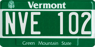 VT license plate NVE102