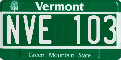 VT license plate NVE103