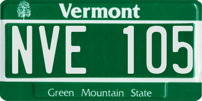VT license plate NVE105