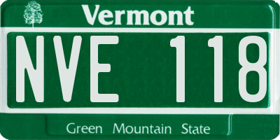 VT license plate NVE118