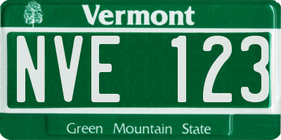 VT license plate NVE123