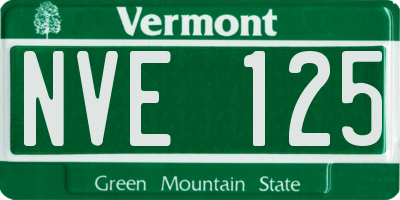 VT license plate NVE125