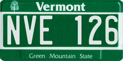 VT license plate NVE126