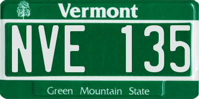 VT license plate NVE135