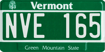 VT license plate NVE165