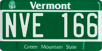 VT license plate NVE166