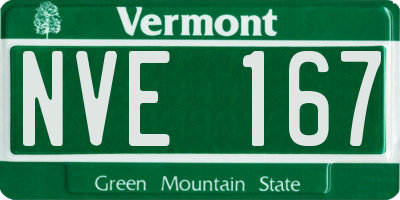 VT license plate NVE167