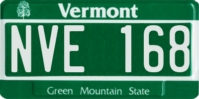 VT license plate NVE168