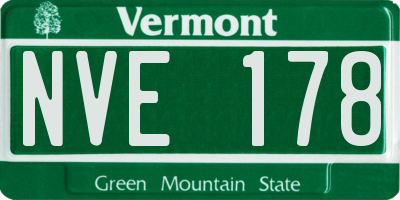 VT license plate NVE178