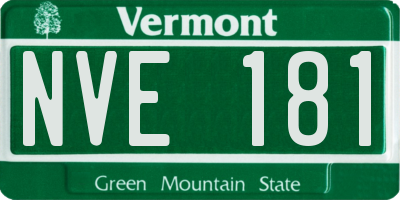 VT license plate NVE181