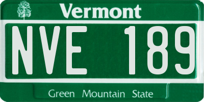 VT license plate NVE189