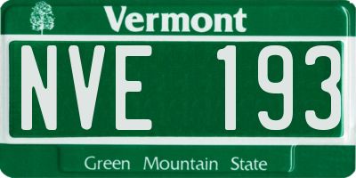 VT license plate NVE193