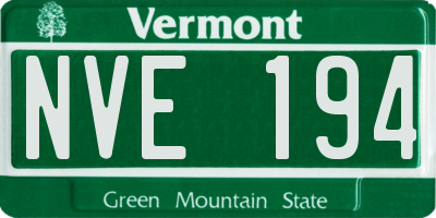 VT license plate NVE194