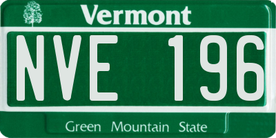 VT license plate NVE196