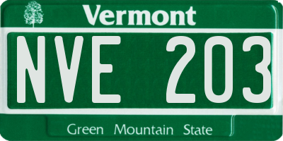 VT license plate NVE203