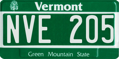 VT license plate NVE205