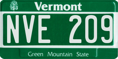 VT license plate NVE209