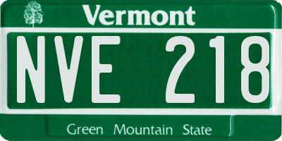 VT license plate NVE218