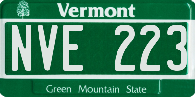 VT license plate NVE223