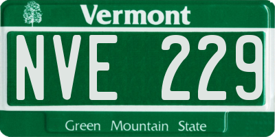 VT license plate NVE229