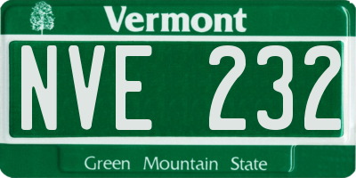 VT license plate NVE232