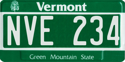 VT license plate NVE234