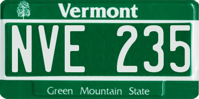 VT license plate NVE235