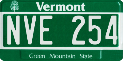 VT license plate NVE254