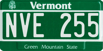 VT license plate NVE255