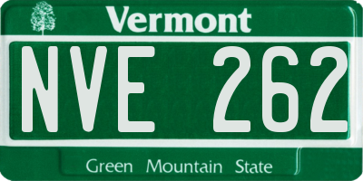 VT license plate NVE262