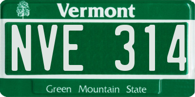 VT license plate NVE314