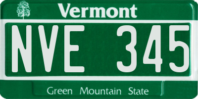 VT license plate NVE345