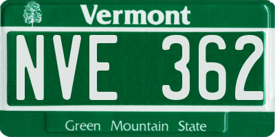 VT license plate NVE362
