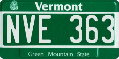 VT license plate NVE363