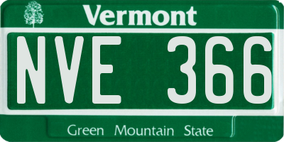 VT license plate NVE366