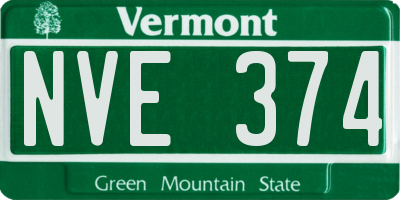 VT license plate NVE374