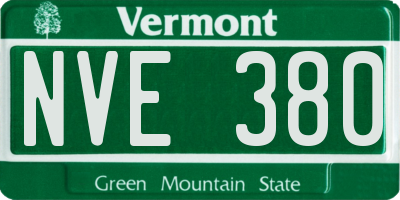 VT license plate NVE380