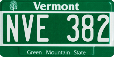 VT license plate NVE382