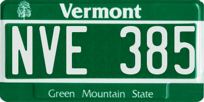 VT license plate NVE385