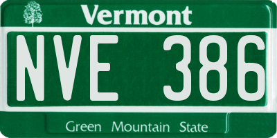 VT license plate NVE386
