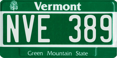VT license plate NVE389