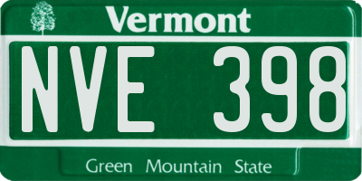 VT license plate NVE398