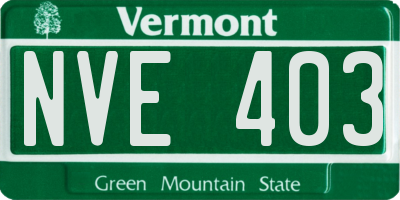 VT license plate NVE403