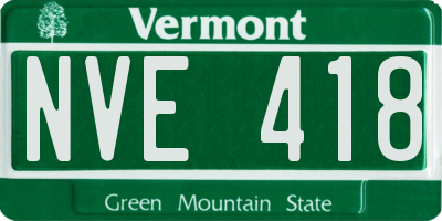 VT license plate NVE418