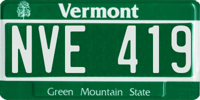 VT license plate NVE419