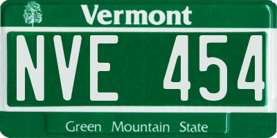 VT license plate NVE454