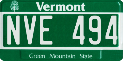 VT license plate NVE494