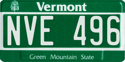 VT license plate NVE496