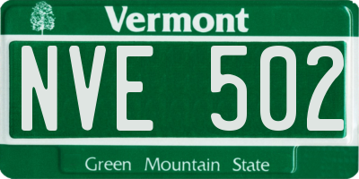 VT license plate NVE502