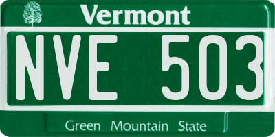 VT license plate NVE503
